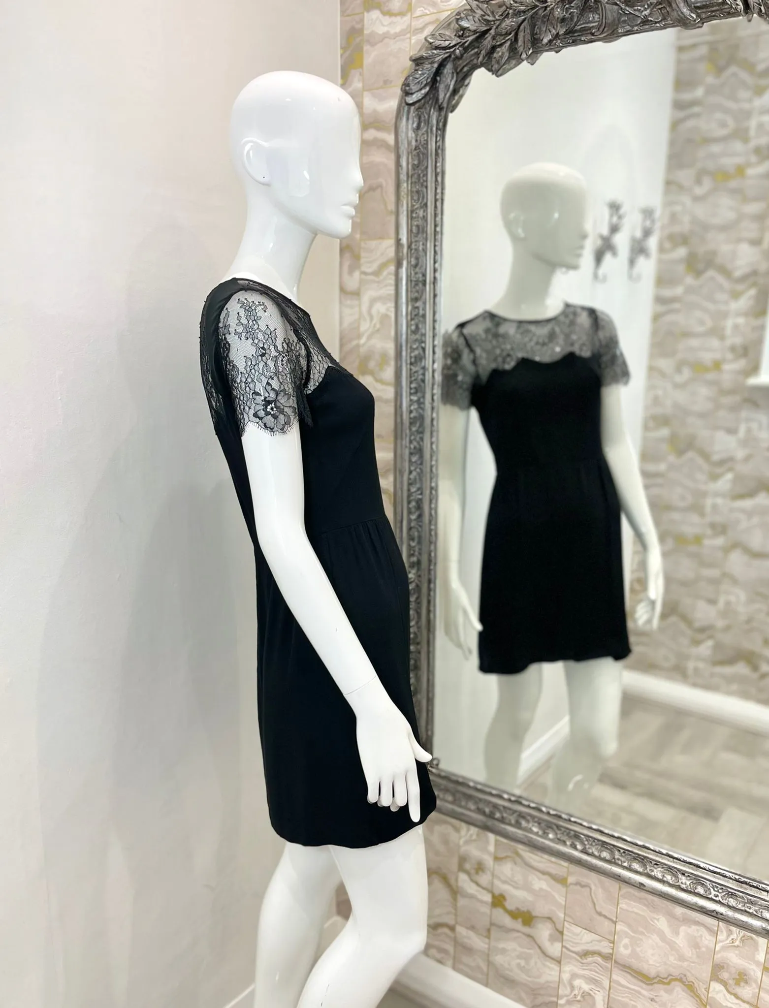 Sandro Size 1 Elegant Mini Dress with Lace Details