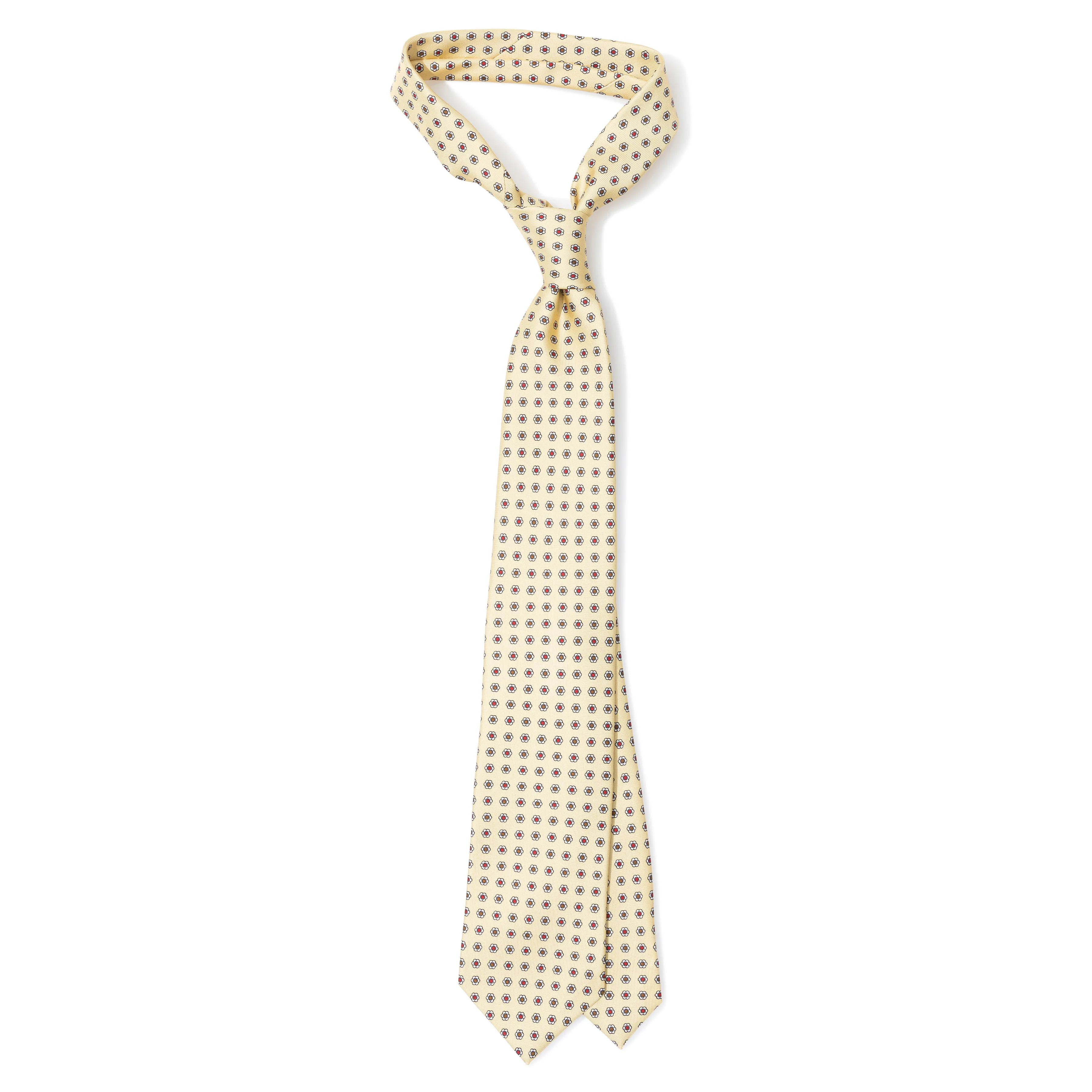 Silk Foulard Print Tipped Tie