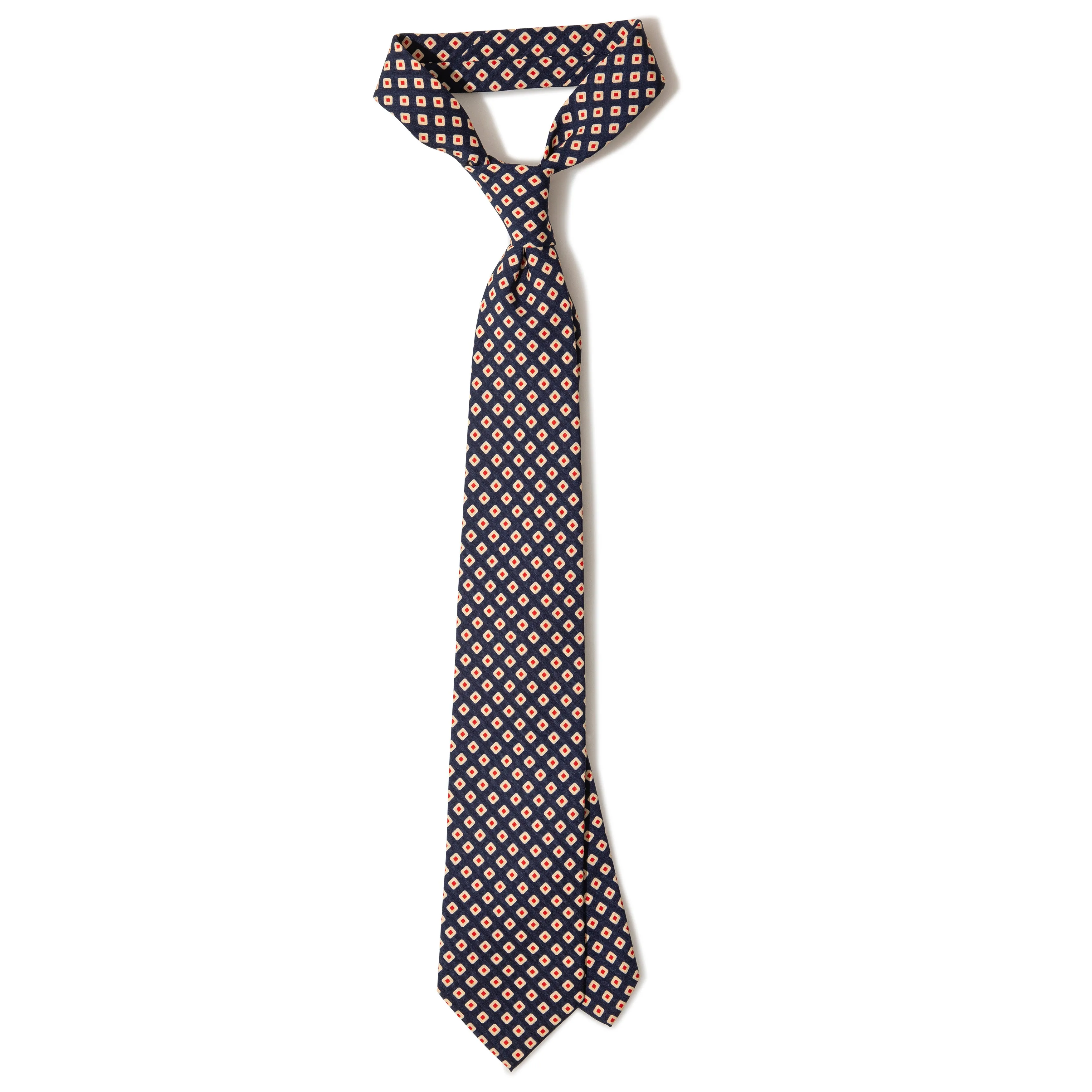 Silk Seersucker Print Tipped Tie