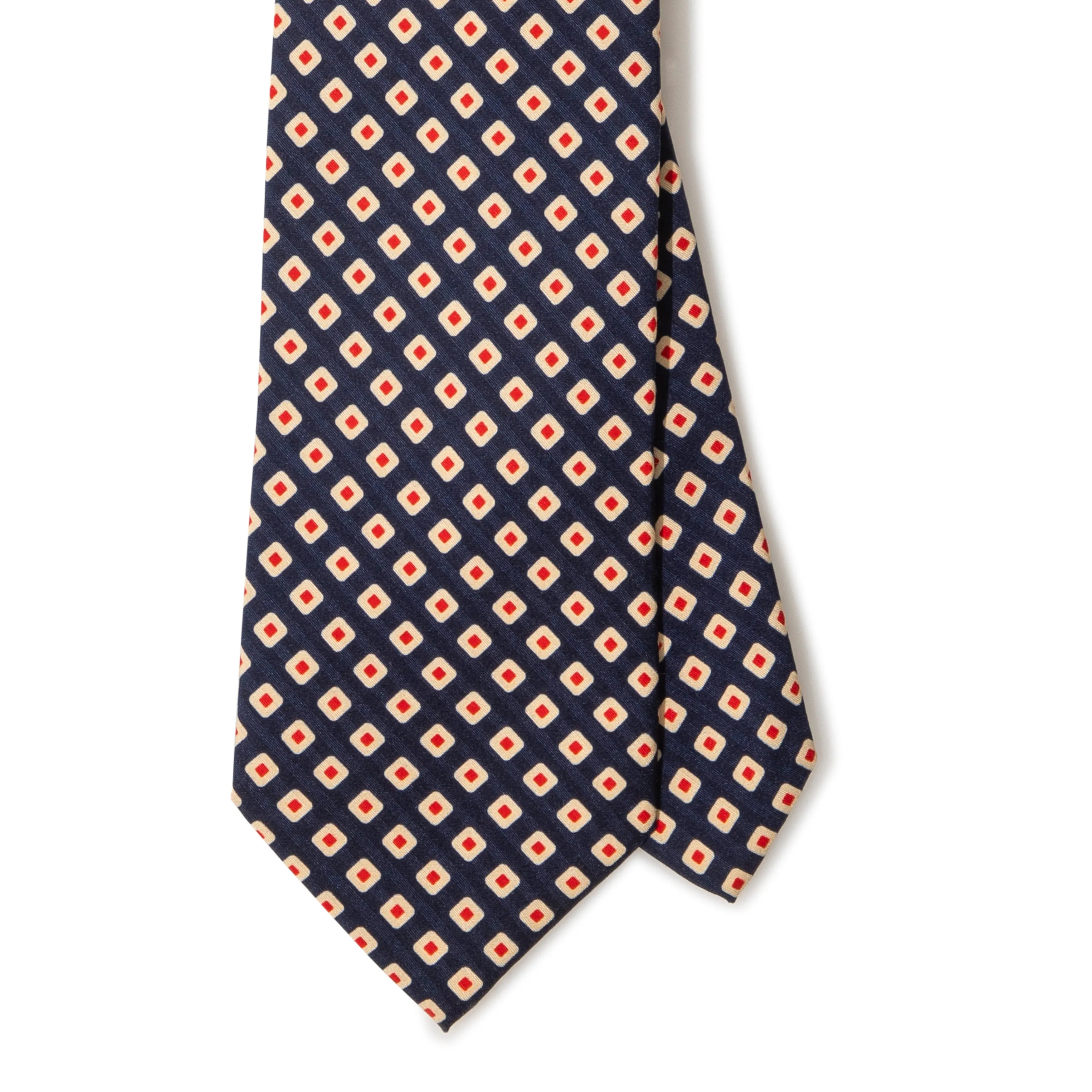 Silk Seersucker Print Tipped Tie