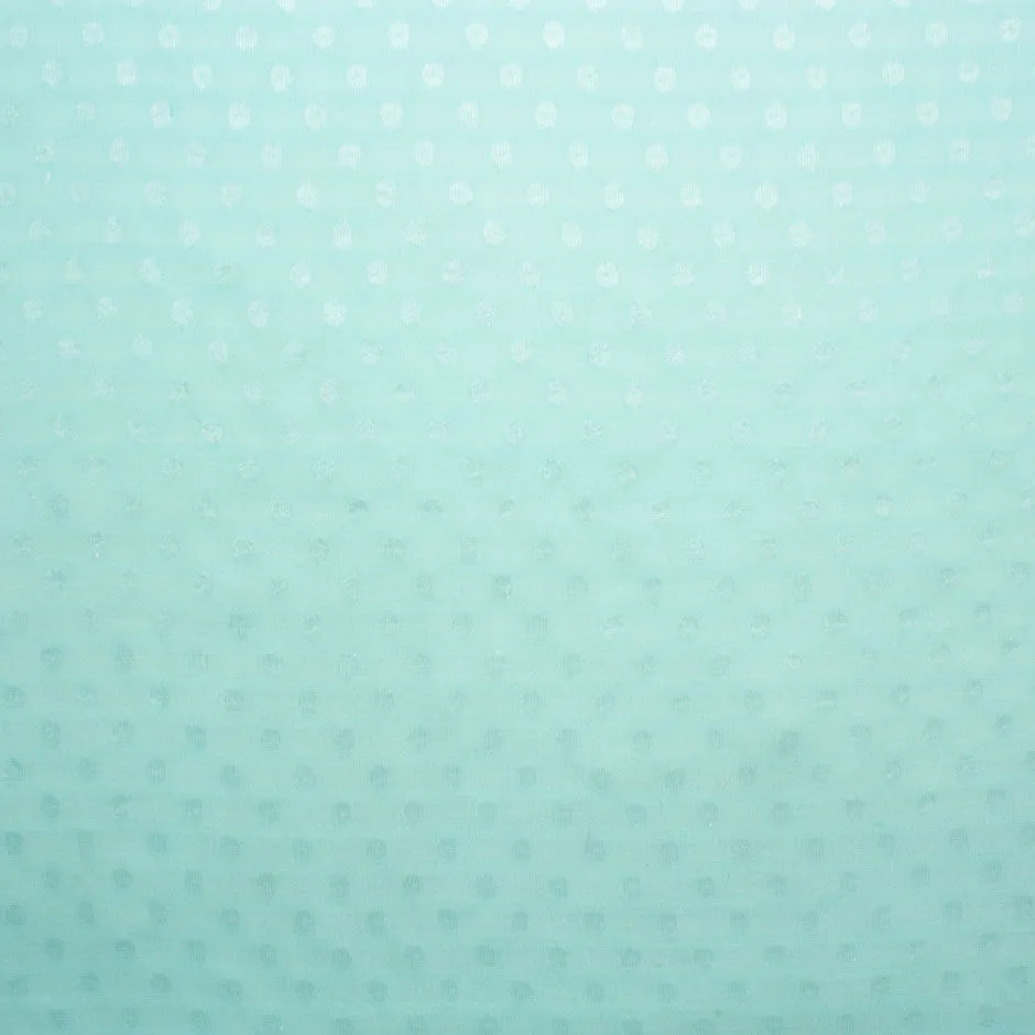 Soft Turquoise Metallic Spotted Silk Georgette Fabric