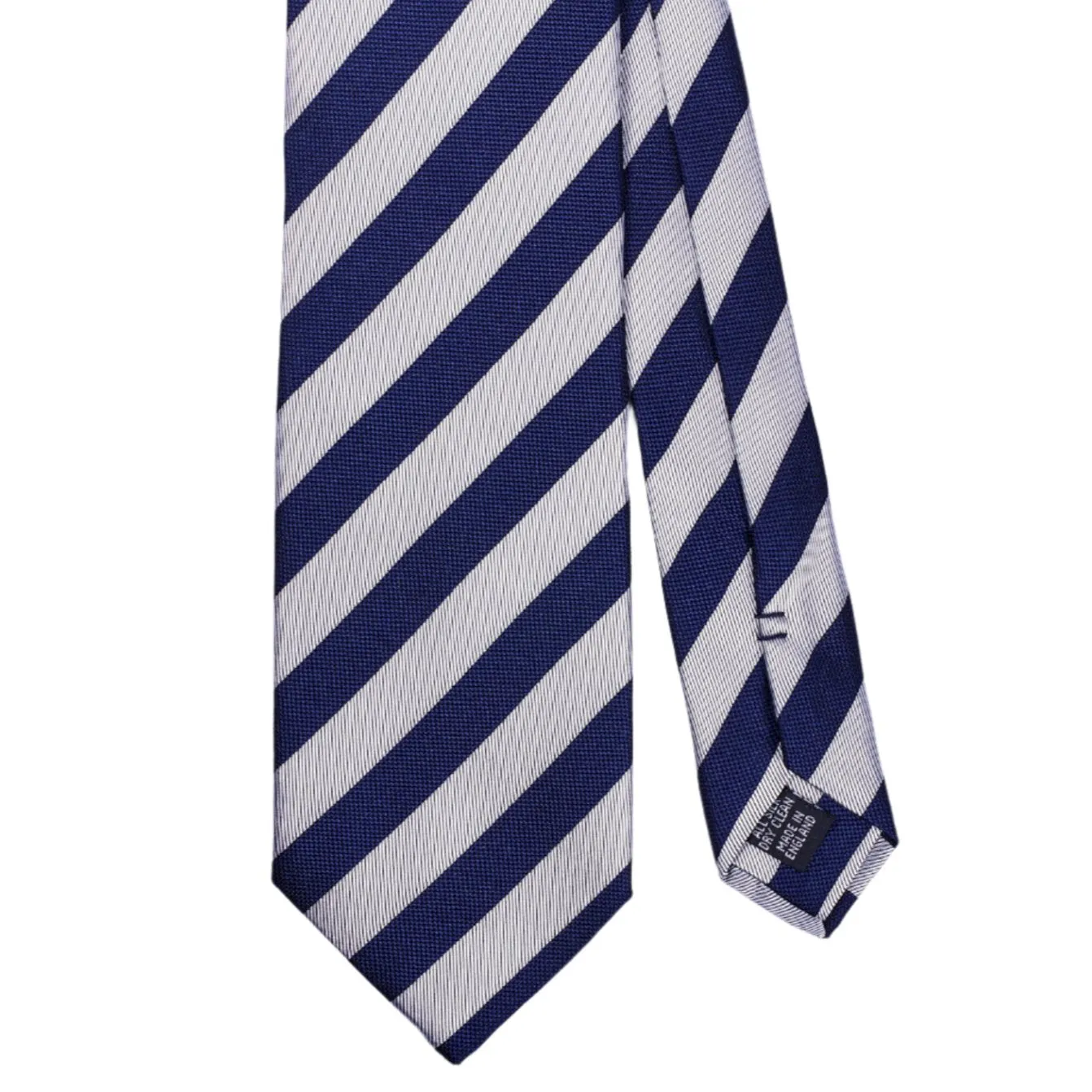 Sovereign Grade Woven Navy and Silver Rep Tie, 150 cm