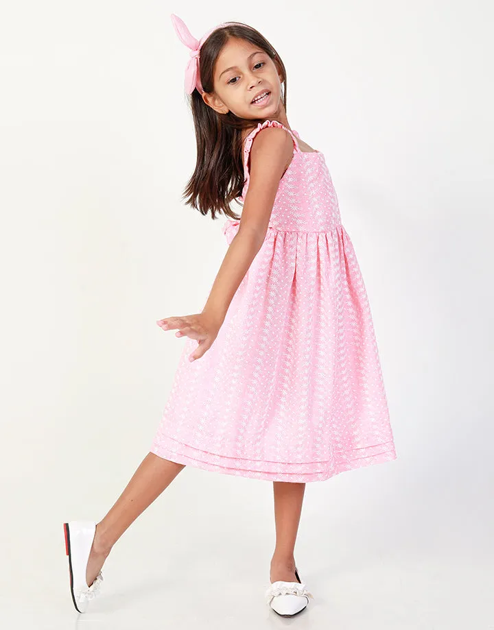 Strappy Dress in Embossed Printed Fabric