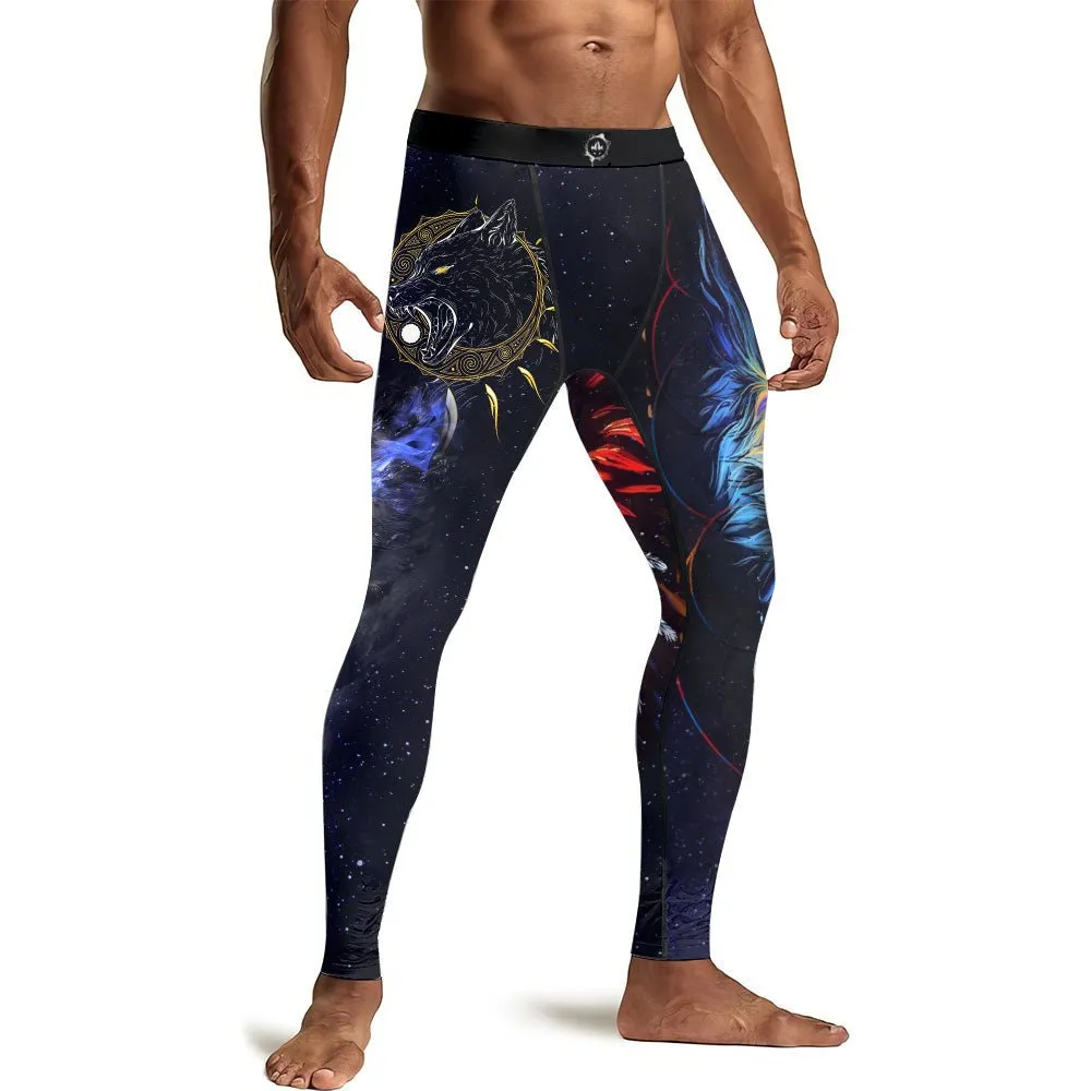 Sun and Moon Wolf Entities Men's Compression Leggings