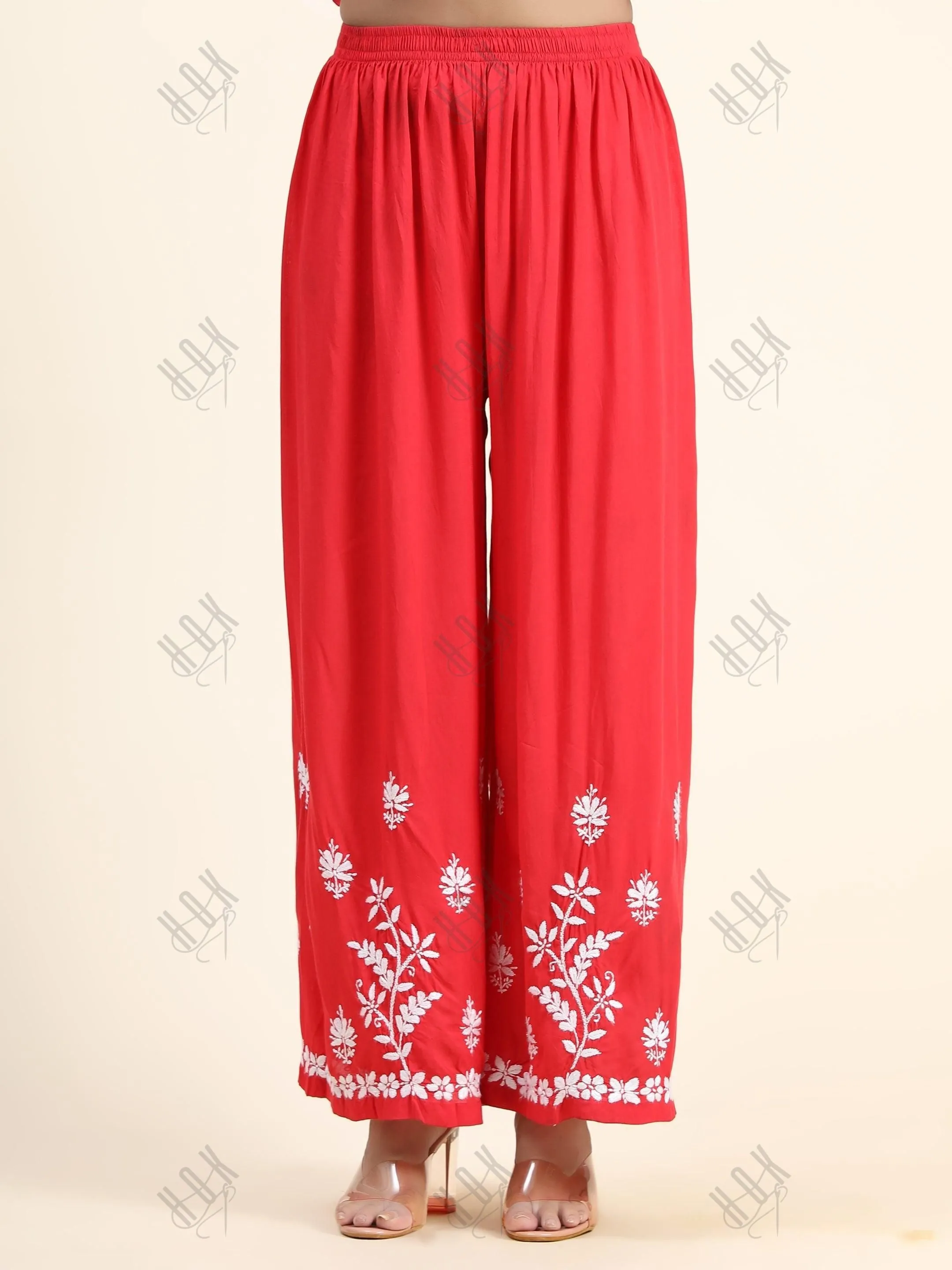Surili Gautam in Premium Hand Embroidery Chikankari Co-Ord Set Red