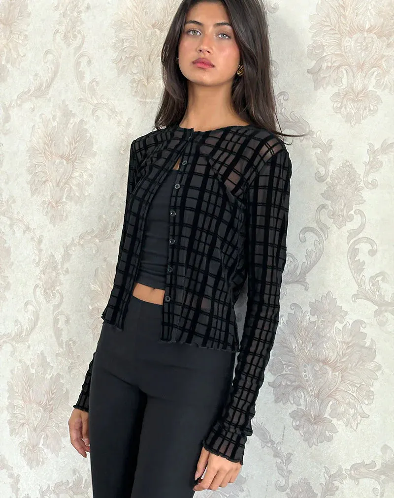 THE KAHULA SHIRT - CHECK FLOCK BLACK