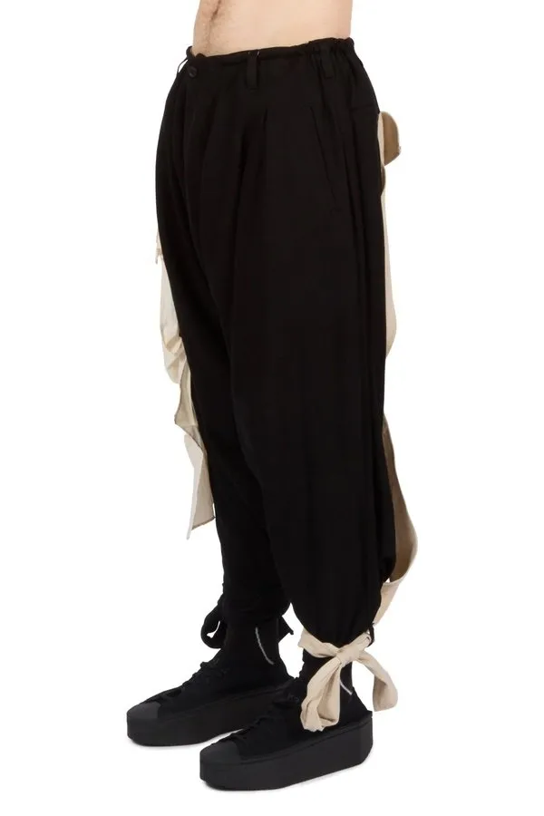 Twisted Hem Draped Decorated Pants