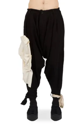 Twisted Hem Draped Decorated Pants