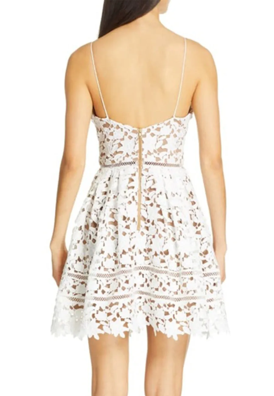 White Azalea Floral Lace Mini Dress
