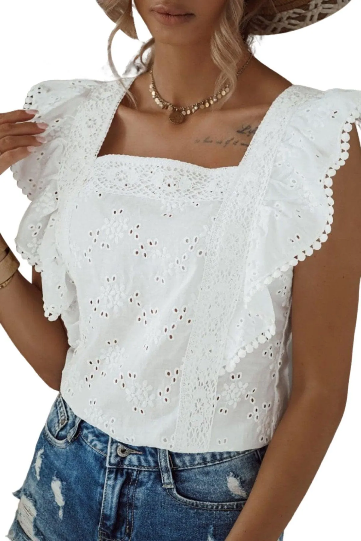 White Petals Ruffle Sleeve Blouse