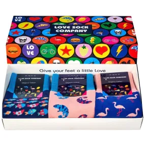 Women's Colorful Novelty Socks - 3 Pair Gift Box Set - Love Sock Company