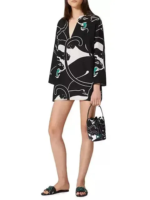 Women’s Crepe De Chine Mini Panther Dress