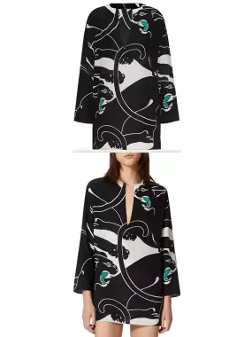 Women’s Crepe De Chine Mini Panther Dress