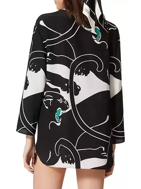 Women’s Crepe De Chine Mini Panther Dress